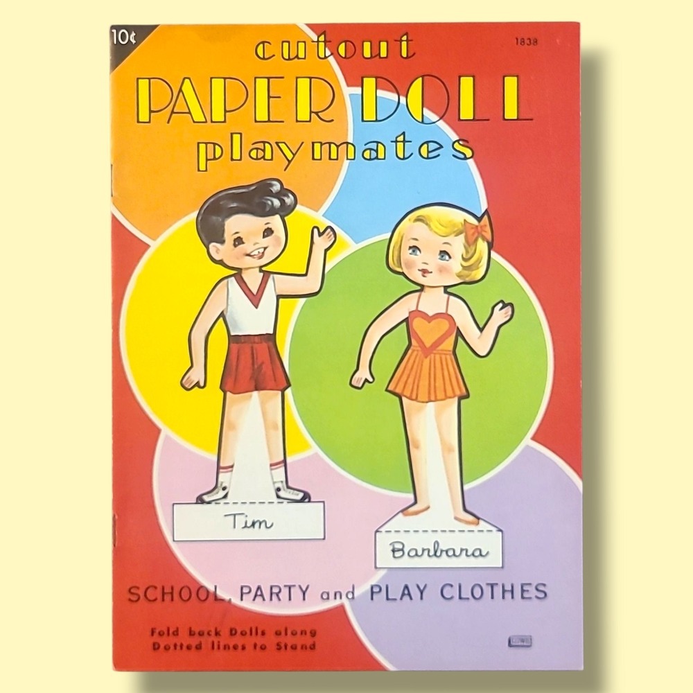 Paper‎ Doll Playmates Cutout Book Lowe 1838 Vintage Uncut Tim & Barbara